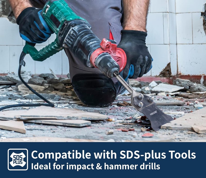 Firecore SDS Plus Floor Scraper with Spare Bolts and Nuts, 4 Inch x 10 Inch Rustproof Tile Removal Tool Thinset Remover Chisel Bits for Rotary Hammer Drill, Flooring Adhesives Remover FS23410B - Image 4